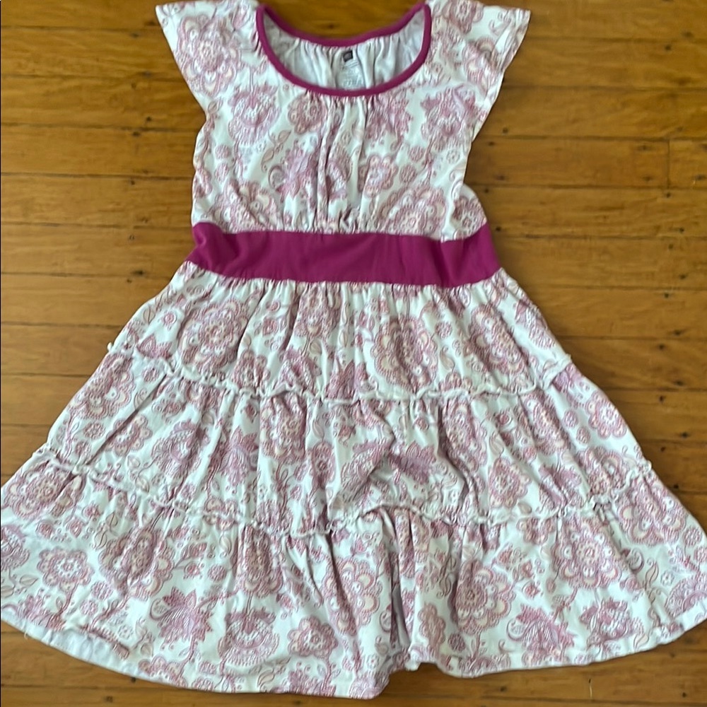 Tea Collection Pink and Red Casual Sundress with Flutter Sleeves